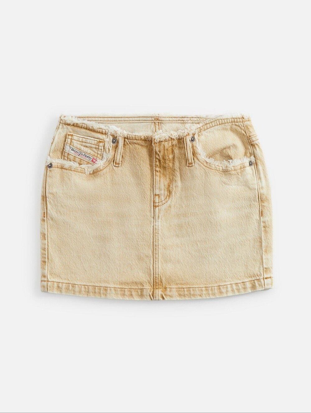 Diesel Beige Washed Denim Mini Skirt